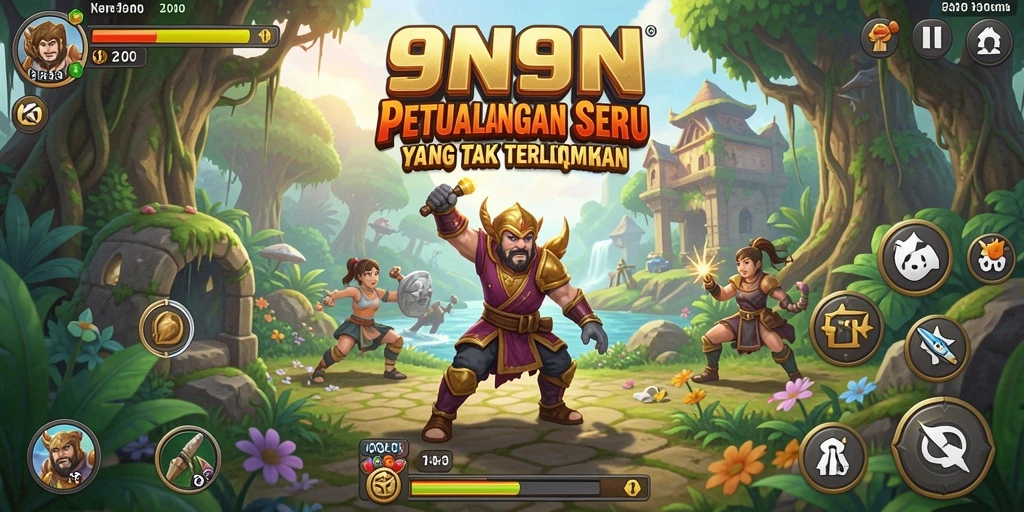 Tampilan gameplay 9N9N menampilkan karakter menjelajahi dunia yang luas dan beragam.
