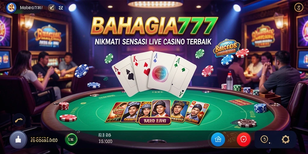 Screenshot BAHAGIA777 menampilkan gameplay Live Casino yang mendebarkan.