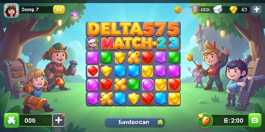 Tampilan permainan DELTA575 dengan permata berwarna yang memikat dan tantangan seru.