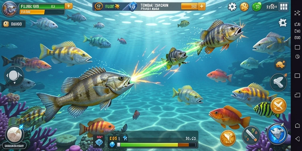 Gameplay seru FUJI66 dengan berbagai ikan menunggu untuk ditembak.