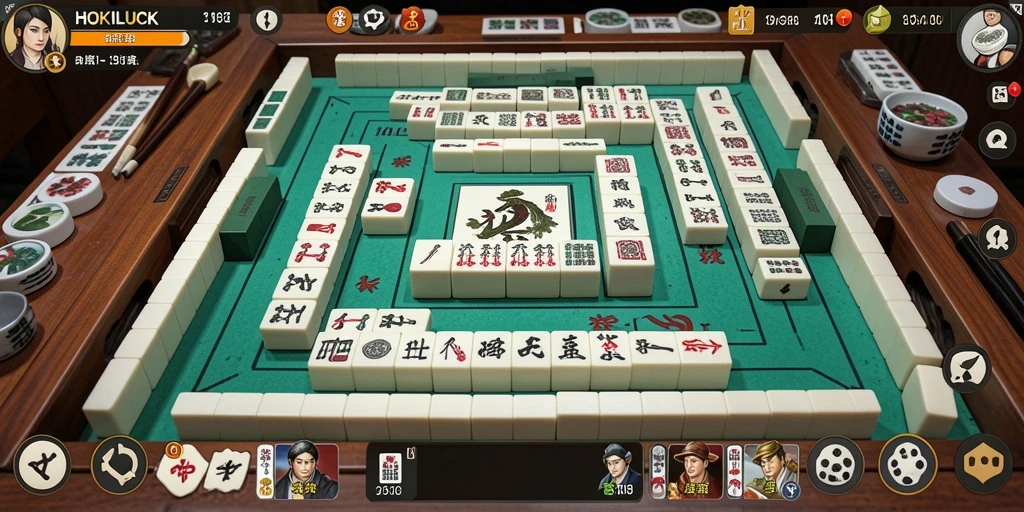 Tampilan gameplay HOKILUCK yang menarik dalam permainan Mahjong.
