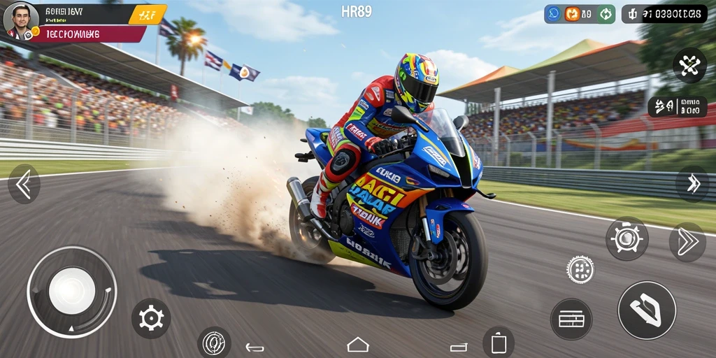 Gameplay seru dalam balapan motor dengan grafik menakjubkan.