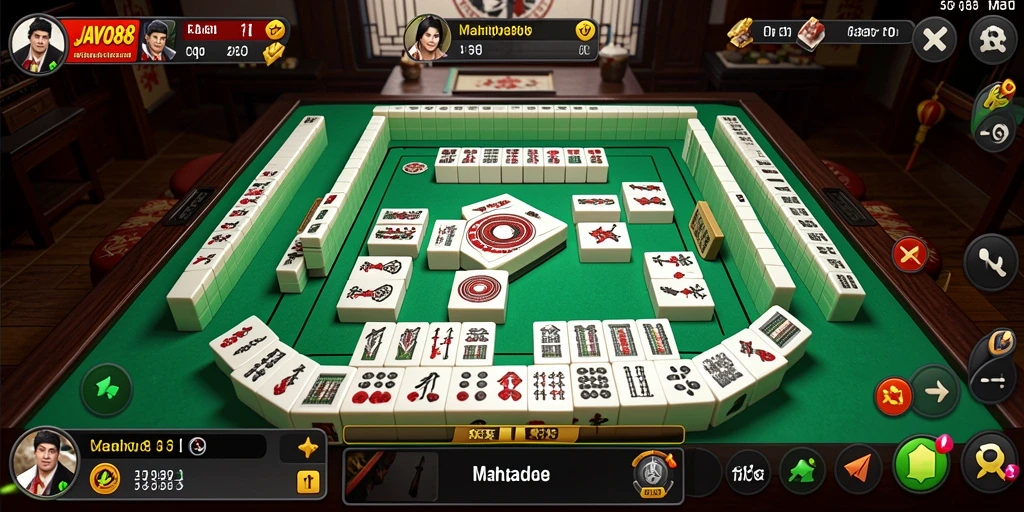 Screenshot utama JAVO88 menampilkan aksi permainan Mahjong yang seru.