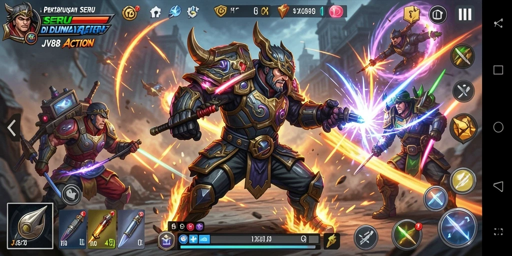 Screenshot menampilkan aksi mendebarkan di dunia <strong>JV88</strong> dengan berbagai karakter yang berjuang.