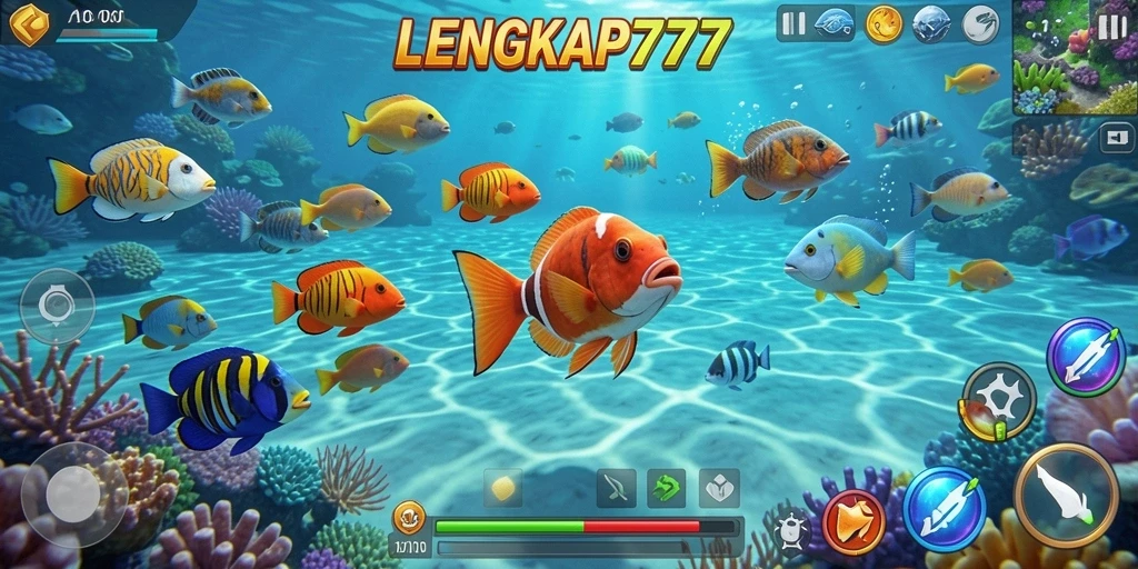 Tampilan gameplay LENGKAP777 menembak ikan yang seru.