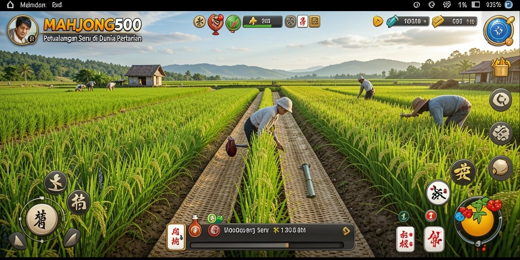 Tampilan menarik dari gameplay Farming di MAHJONG500.