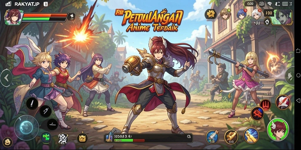 Screenshot RAKYATJP menampilkan karakter anime dalam aksi seru.
