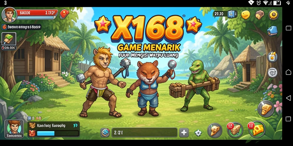 Screenshot utama X168 menampilkan gameplay santai yang menarik.